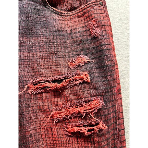 PRPS Distressed Ripped Button-up Jeans Red Black Size 40 (9-03m) - Picture 5 of 11